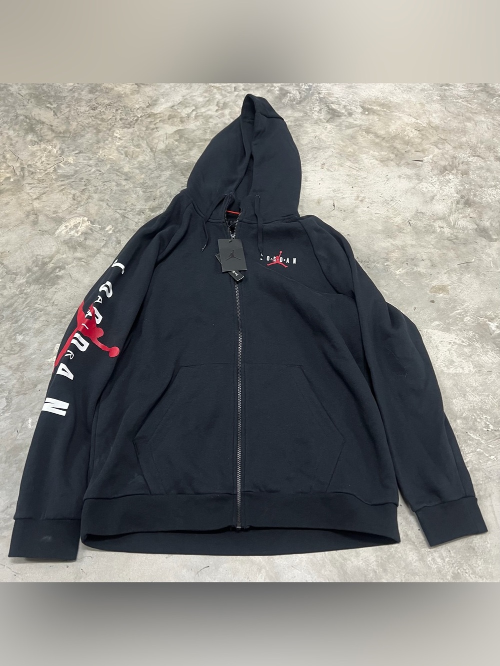 Jordan Jumpman Hoodie Graphic Print Logo Full Zip  Black Size XL AH6240-011
